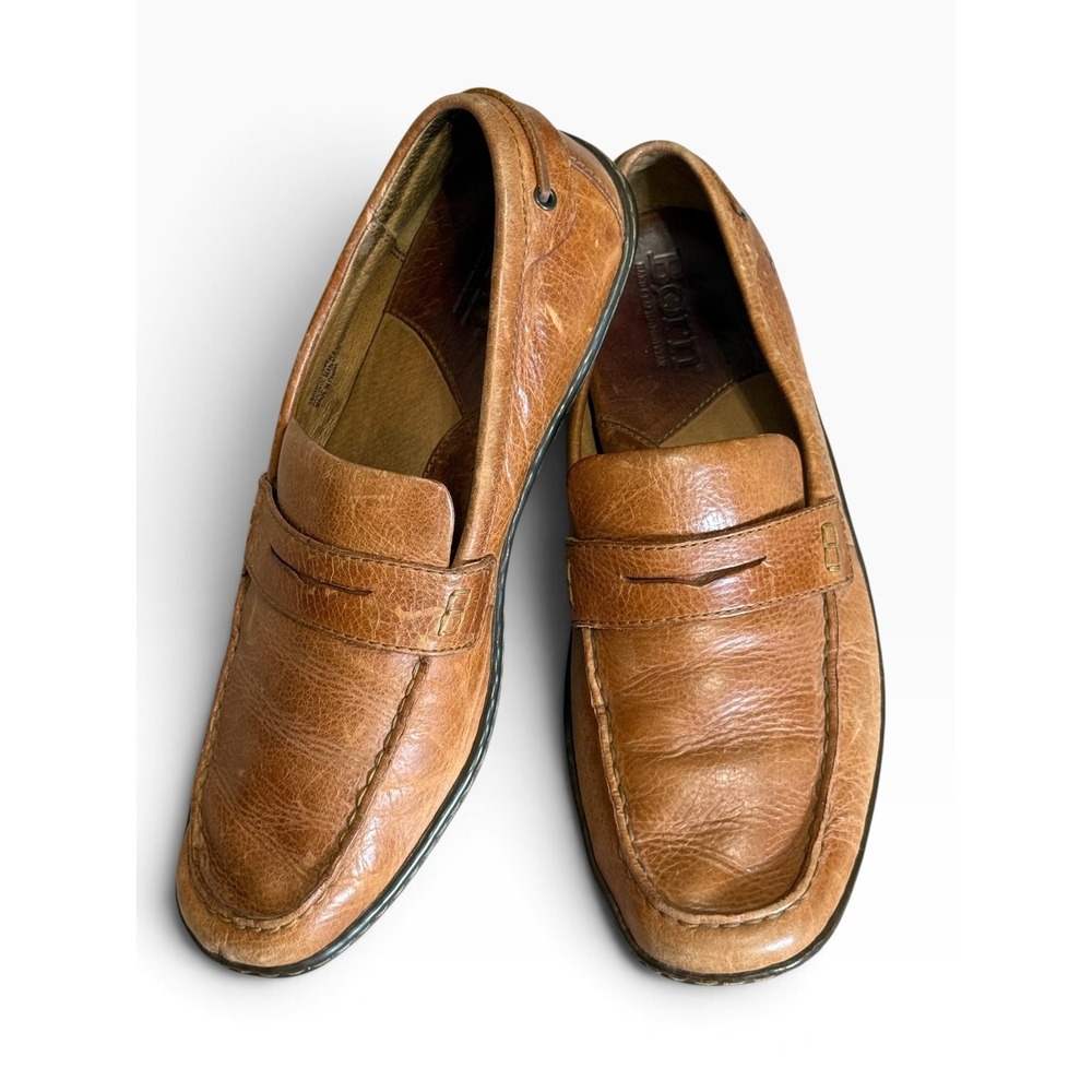 Born Mens M2589 Tan Leather Penny Loafers Slip On Moc Toe Shoes Size 10.5 44.5